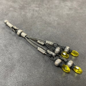Silver Tassel With Yellow Crystal Stones For Rosary, Knitted Tasbih Tassel, Tasbih Design Set, Tesbih Accessory, Tasbih Making,