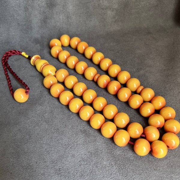 45 Beads Yellow German Bakelite Rosary, Ramadan Gifts, Eid Gift Rosary, Ottoman Amber, Misbaha, Muslim Gift, Tasbih, Islamic Prayer Beads