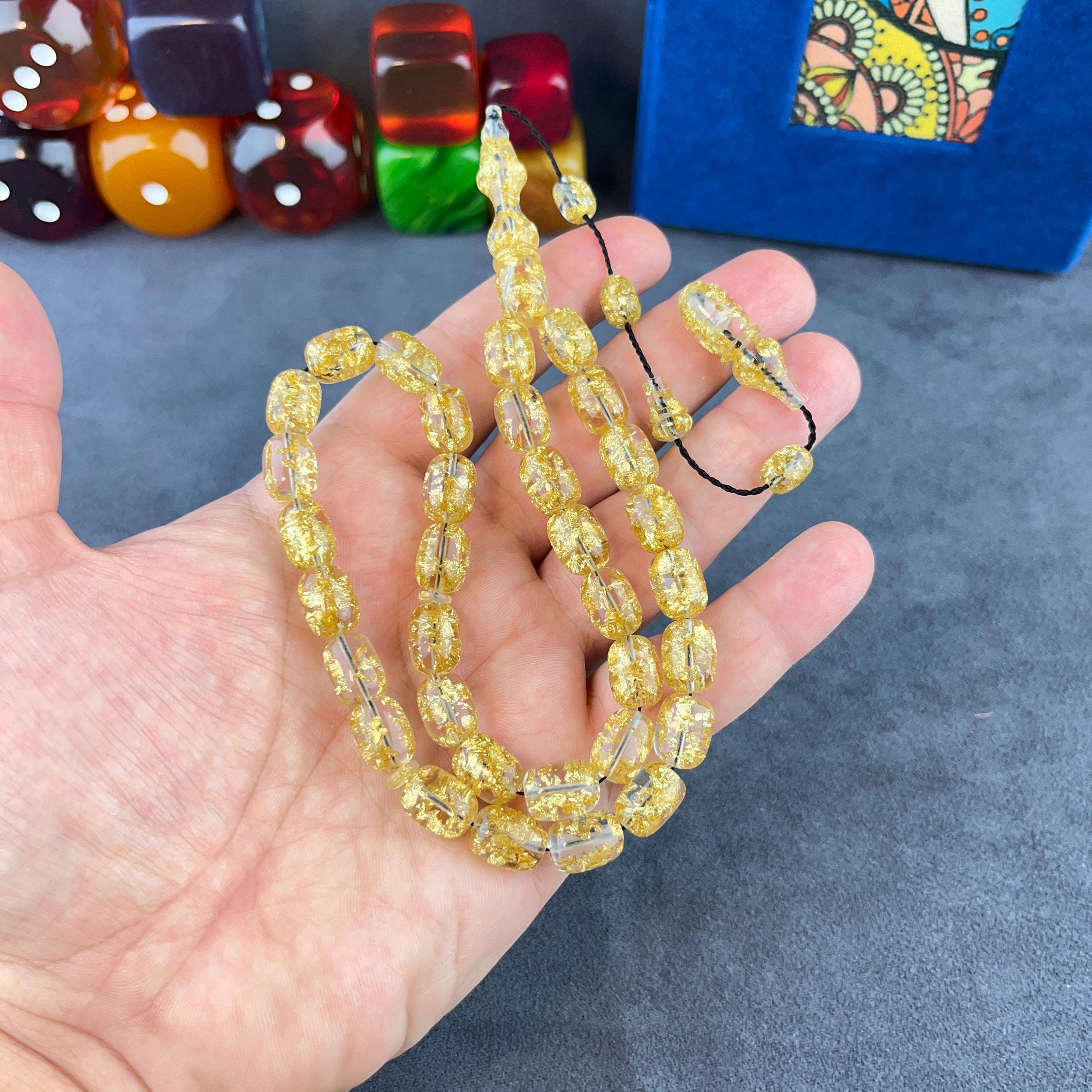 Gold Leaf Mala Beads