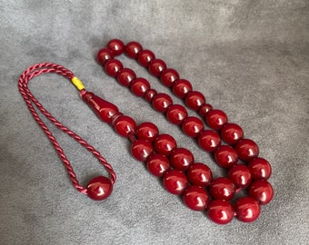 Cherry Prayer Beads, Ottoman Worry Beads, Faturan Misbah, Muslim Rosary, Tasbih, Muslim Gift, Tesbih, Collectible Islamic Beads, مسبحة,