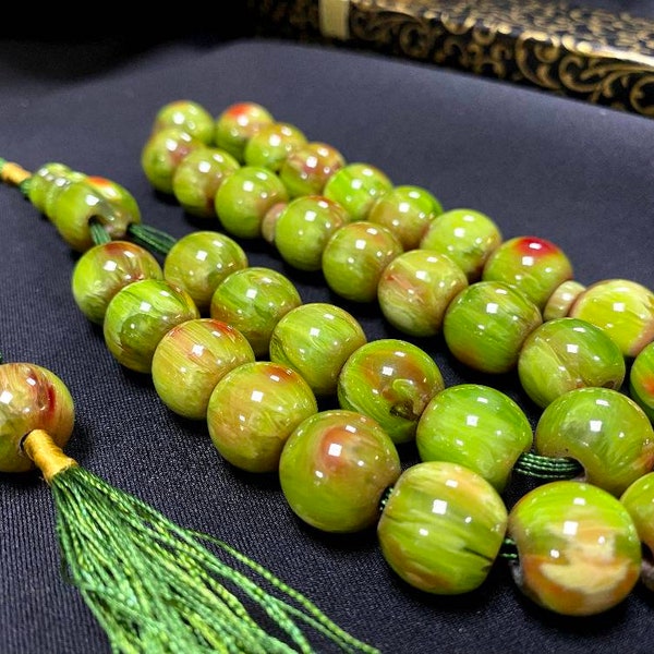 33 Beads German Bakelite Rosary, Ottoman Amber Worry Beads, Muslim Rosary, Misbaha, Muslim Gift, Tesbih, Collectible Amber,