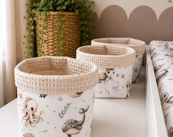 Storage basket, Ocean Dreams, waffle pique light beige