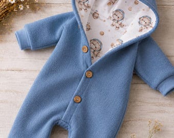 Walkoverall Baby & Kleinkinder mit Kapuze Astronauten - Aussenfarbe wählbar