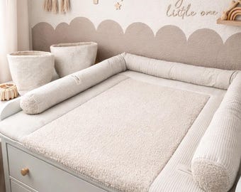 Changing mat/changing pad corduroy, light beige