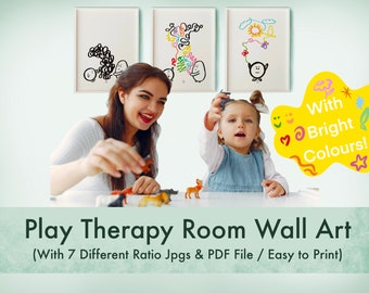 Play Therapy Room Wall Art: Bright Colors, Gender Neutral (PDF & JPG)