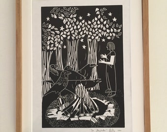 The Storyteller, Original Lino Print
