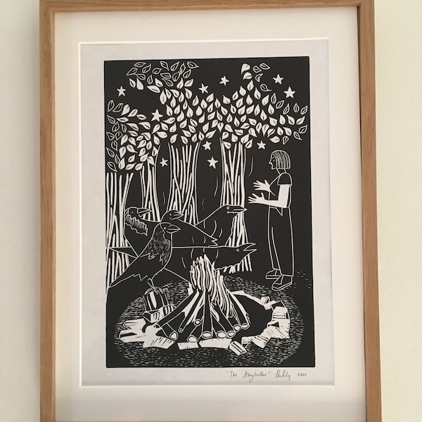 The Storyteller, Original Lino Print