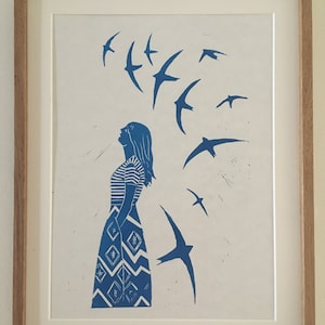 Swift Sky original handmade Lino print