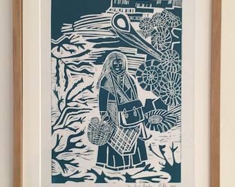 The Fossil Hunter, Original Lino Print