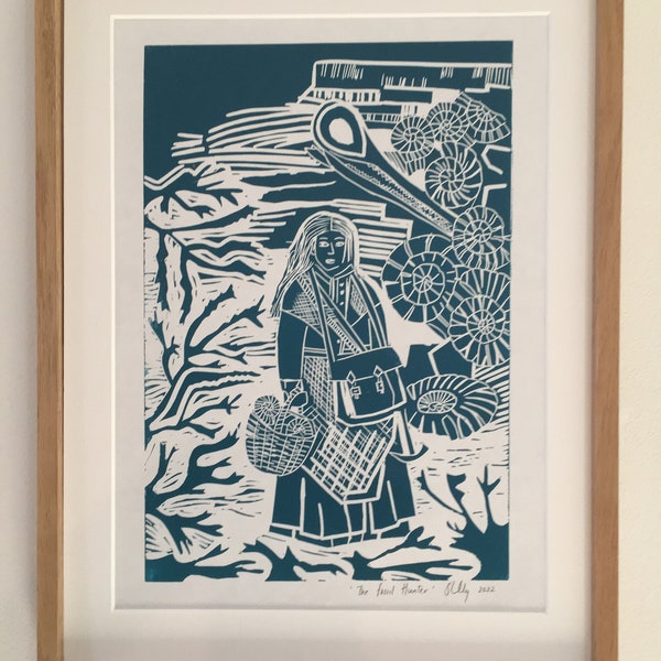 The Fossil Hunter, Original Lino Print