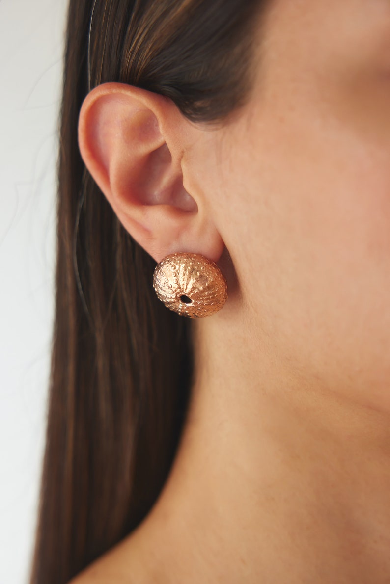 Shops 18K Rose Gold Plated on Silver Sea Urchin Stud Earring for Women, Stylish Jewelry Gift for Her, Minimal Style Gold Earring, Free Shipping