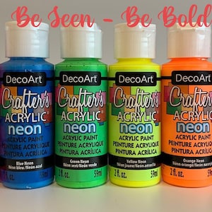 Decoart Crafters Acrylic Paints - Neon coloured paints - pack of 6 or 8 colours - be bright!