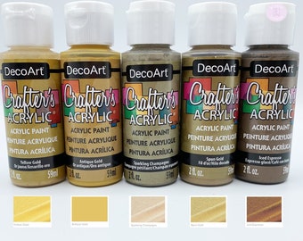 DecoArt Crafters Acrylic Paints - Gold Shades  - 59ml 2oz bottles