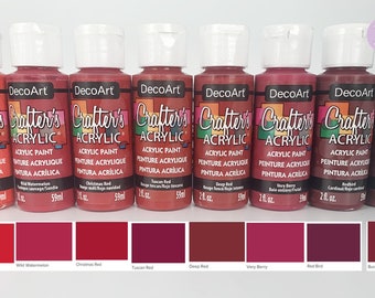 DecoArt Crafters Acrylic Paints - Red Tones - 59ml 2oz bottles - Craft Paints