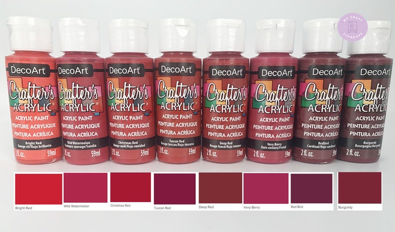 DecoArt Crafters Acrylic Paints Red Tones 59ml 2oz bottles Craft Paints image 1