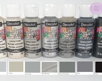 DecoArt Crafters Acrylic Paints- Grey Tones - 59ml 2oz bottles
