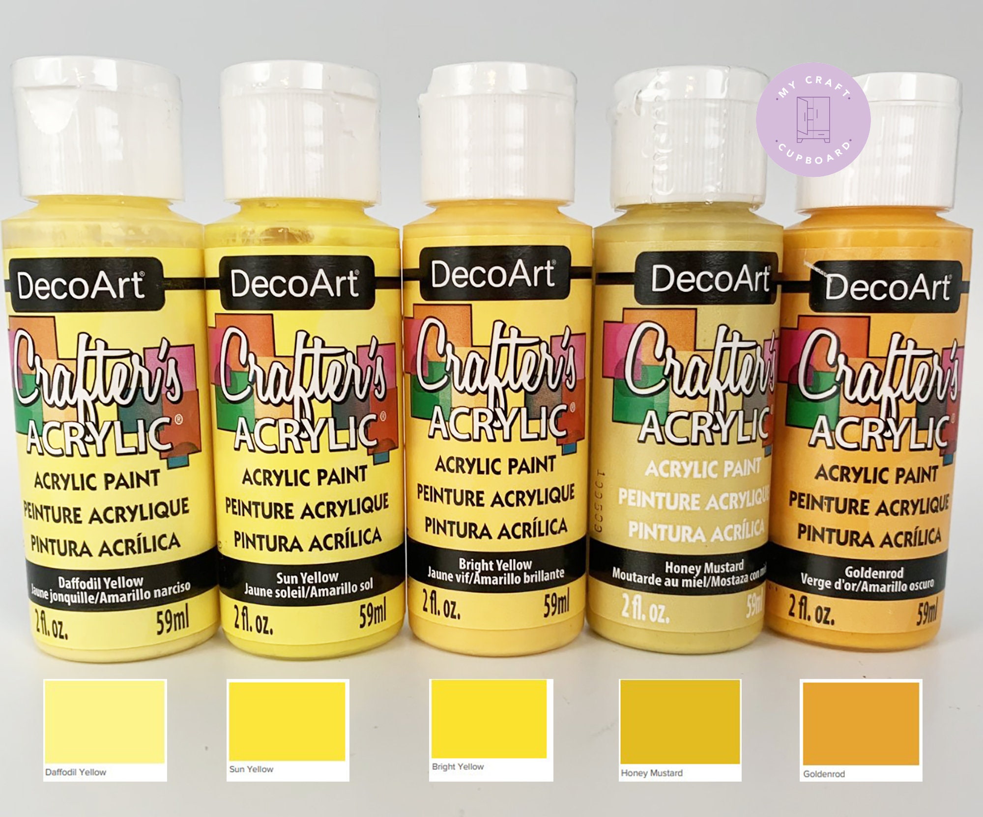 Decoart Crafters Acrylic Paints Yellow Tones 59ml 2oz Bottles Craft Paints  