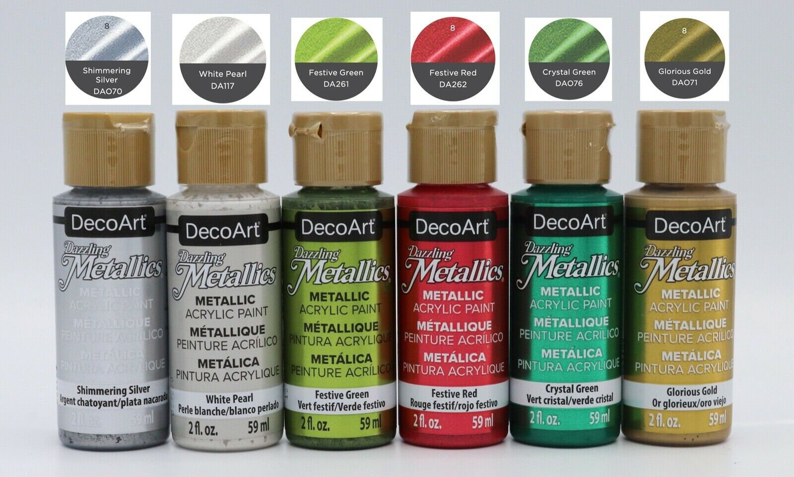 Metallic Acrylic Paint 7 Colours Quality Specialty Paint 