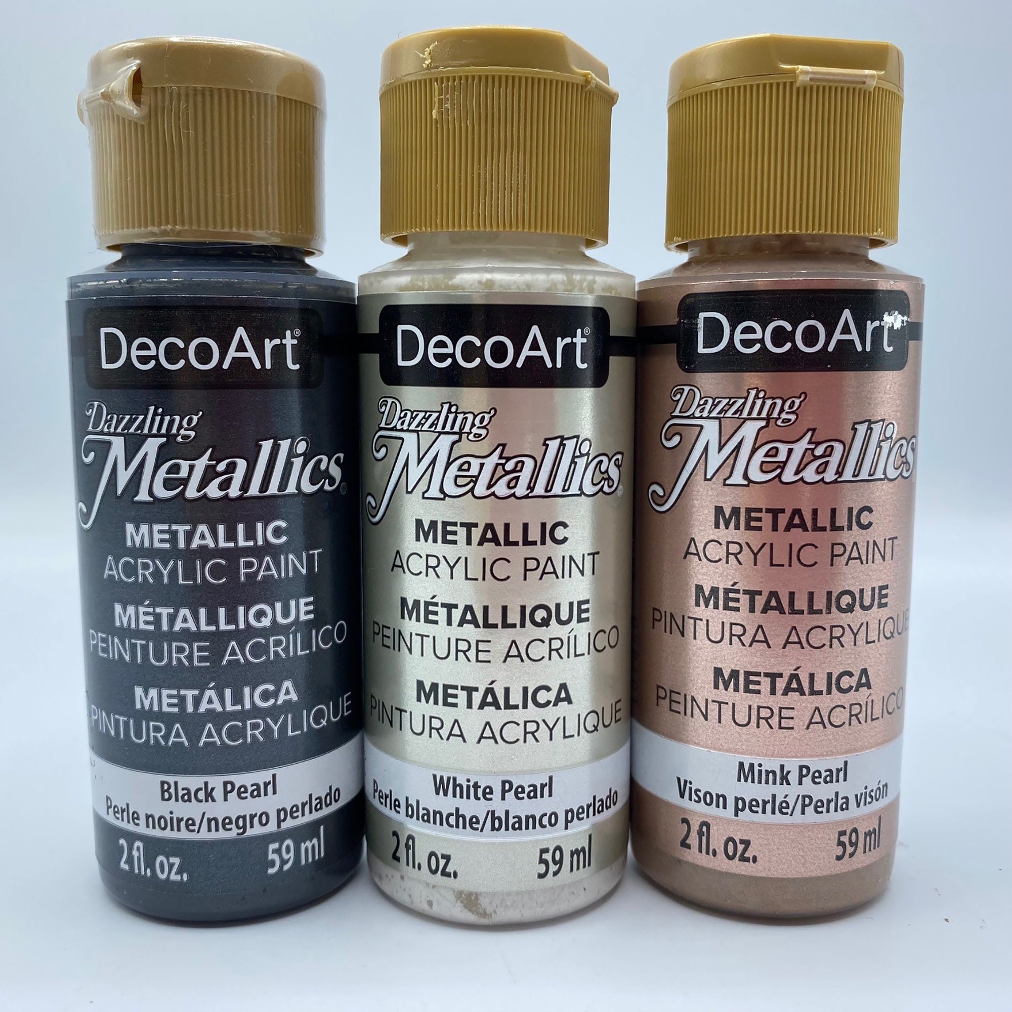 DecoArt Dazzling Metallics - Juego de 4 pinturas acrílicas doradas  gloriosas de 2 onzas, suministros de arte de pintura acrílica metálica  dorada