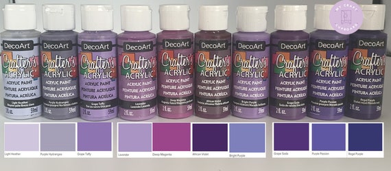 Decoart Crafters Acrylic Paint Purple Tones 59ml 2oz Bottles Craft Paints 