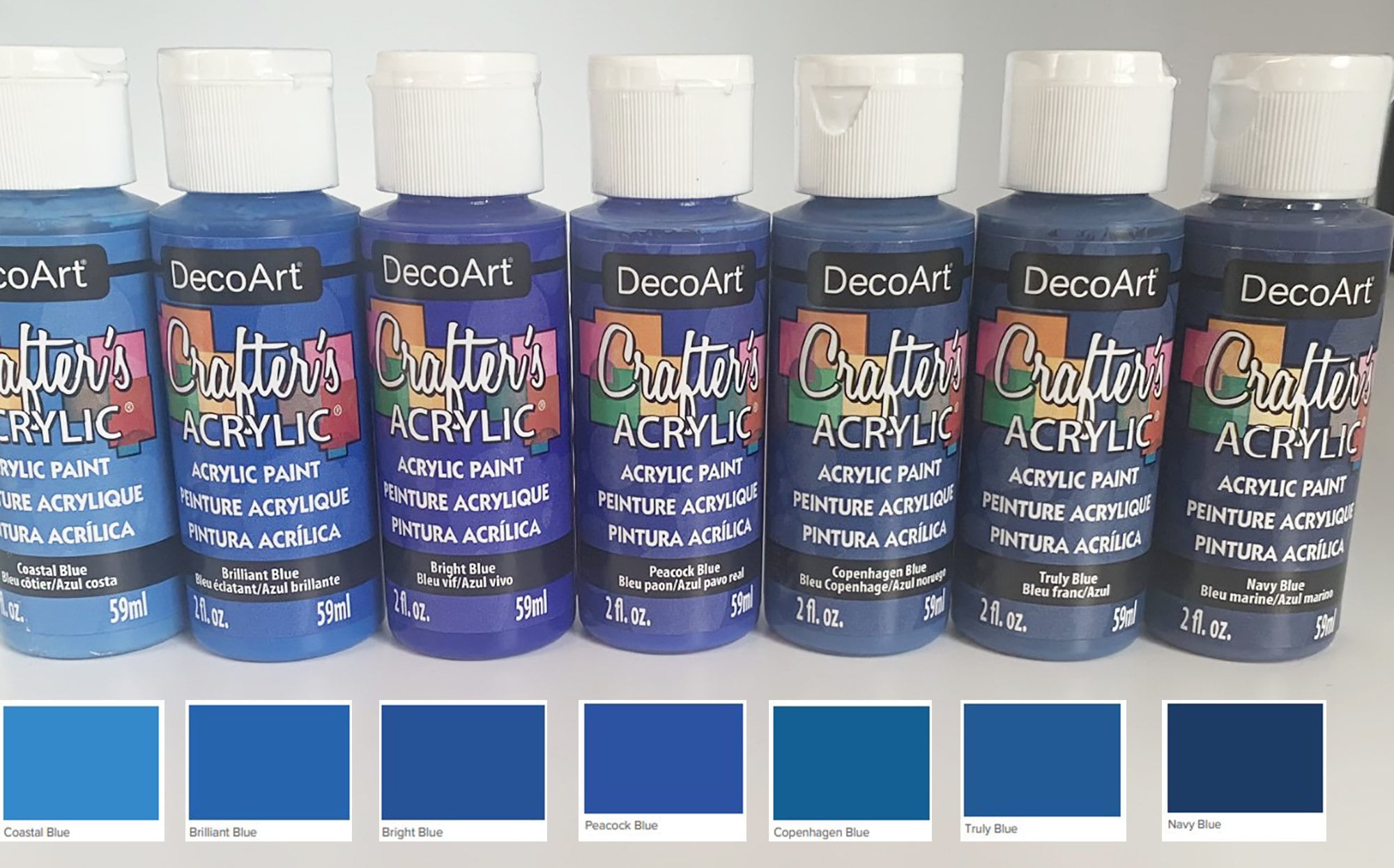 Decoart Crafters Acrylic Paint Blue Shades 59ml 2oz Bottles 