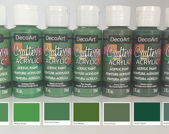 DecoArt Crafters Acrylic Paint - Dark Green Shades - 59ml 2oz bottles