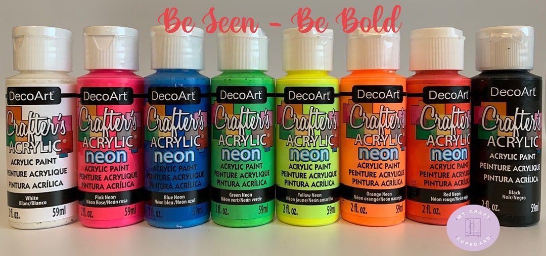 Decoart Crafters Acrylic Paints Neon Coloured Paints Pack of 6 or 8 Colours  Be Bright 