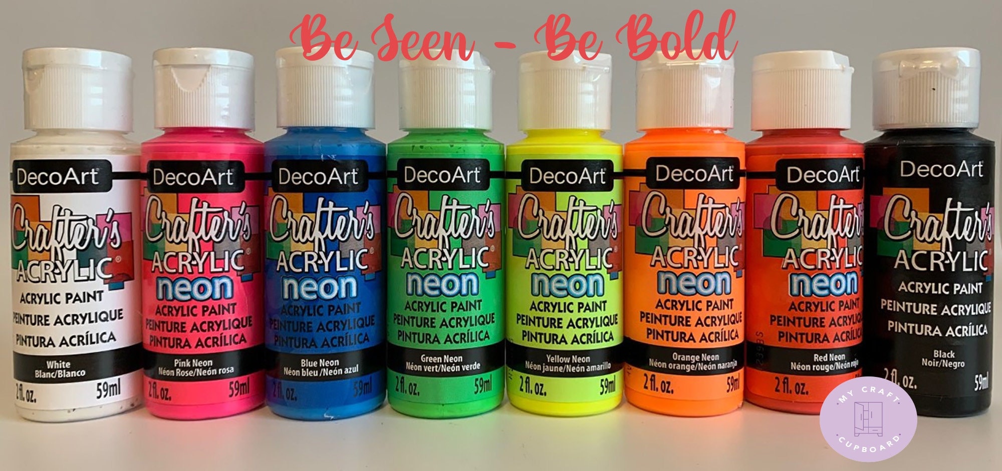 Decoart Crafters Acrylic Paints Neon Coloured Paints Pack of 6 or