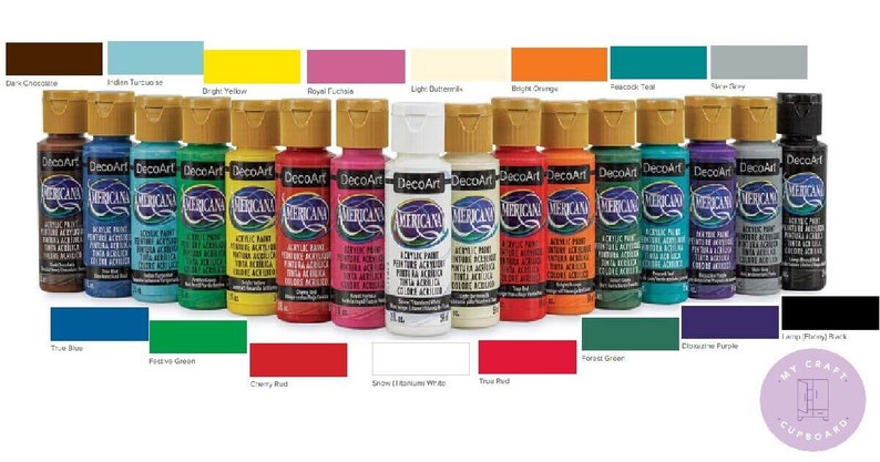 DecoArt Americana Primary Colours Craft Paint Value Pack 16 Bottles of Acrylic Paints 2oz Bottles image 2