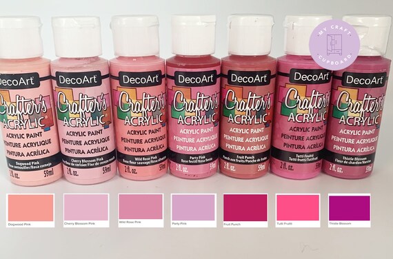 Decoart Crafters Acrylic Paint Pink Tones 59ml 2oz Bottles Craft Paints 