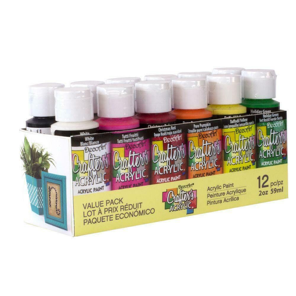 Decoart Crafters Acrylic Paints Neon Coloured Paints Pack of 6 or