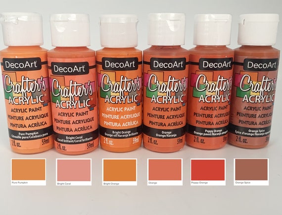 Decoart Crafters Acrylic Paint Orange Tones 59ml 2oz Bottles Craft Paints 