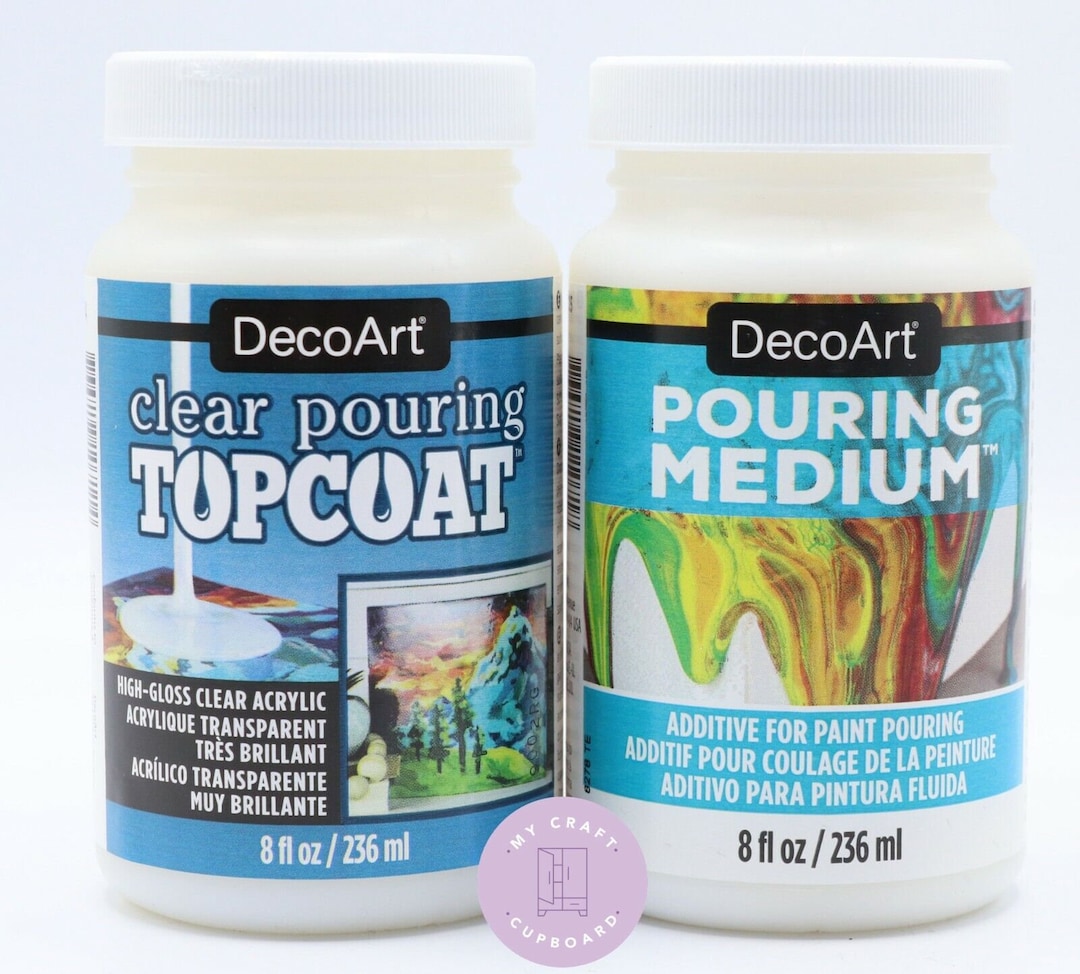 Decoart Pouring Medium and Topcoat Duo Pack 8 Floz Paint Pouring Set
