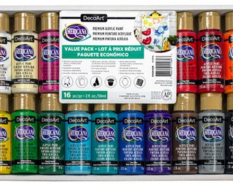 DecoArt Americana Primary Colours - Craft Paint Value Pack 16 Bottles of  Acrylic Paints 2oz Bottles