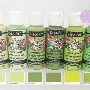 DecoArt Crafters Acrylic Paint - Light Green Tones - 59ml 2oz bottles - Craft Paints