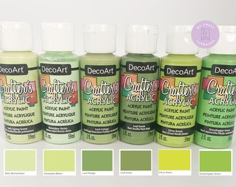DecoArt Crafters Acrylic Paint - Light Green Tones - 59ml 2oz bottles - Craft Paints