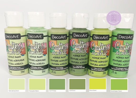 Decoart Crafters Acrylic Paint Light Green Tones 59ml 2oz Bottles Craft  Paints 
