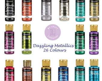 DecoArt Dazzling Metallics Acrylic Paint 59ml - 24 colours - Great for Art and Crafts Projects