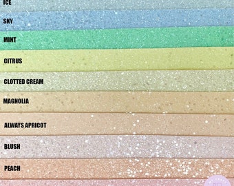 Pastel chunky glitter fabric a4 sheets - 12 colours - hair bows & crafts