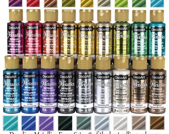 DecoArt Dazzling Metallic Crafters Acrylic Paint - Pack of 18 Colours - Value Set