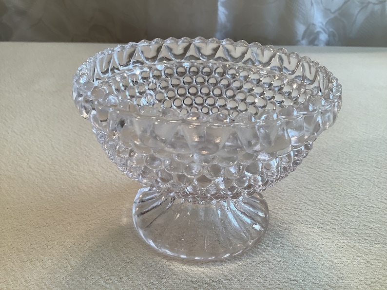 Vintage Clear Glass Hobnail Pattern Pedestal Candy/nut Dish Etsy