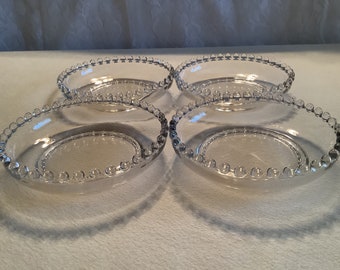 Vintage Imperial Glass Ohio Candlewick pattern clear glass fruit or dessert bowl.  Set of 4 bowls.  Discontinued.  1936 to 1984