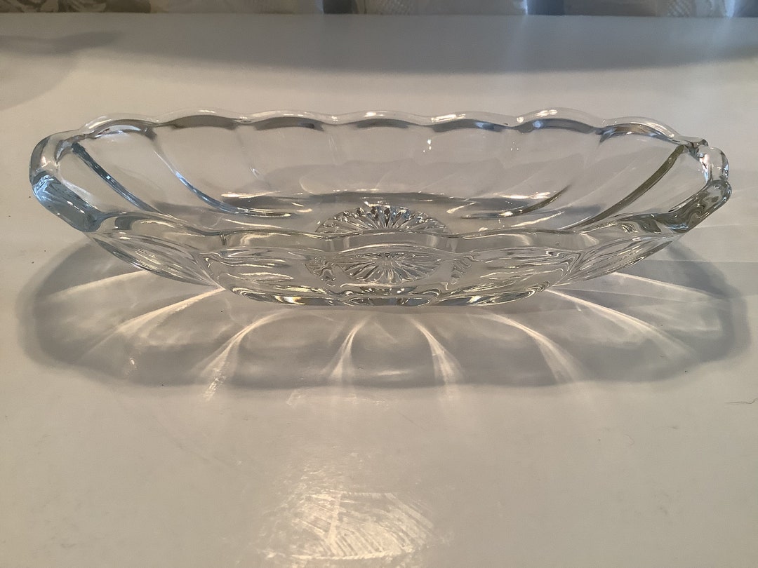 Vintage Heisey Glass Colonial Clear Pattern Banana Split or Relish Dish
