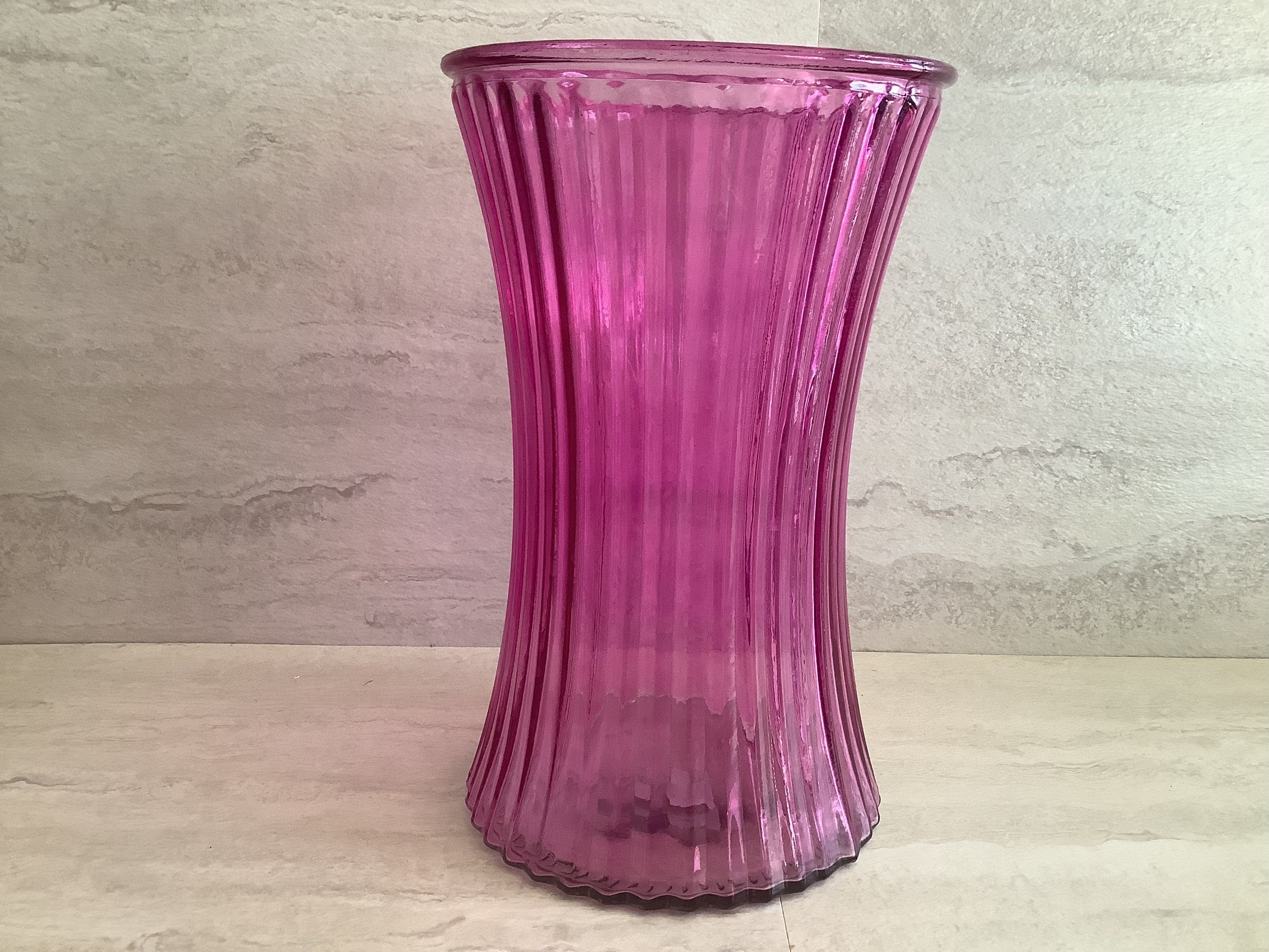 工芸品 Japanese Vintage Pink Aurora Glass Vase Vintage Hand Shape Enameled Pink Glass Flower Vase Japan