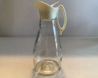 Vintage clear glass Log Cabin Eagle Syrup dispenser or pitcher