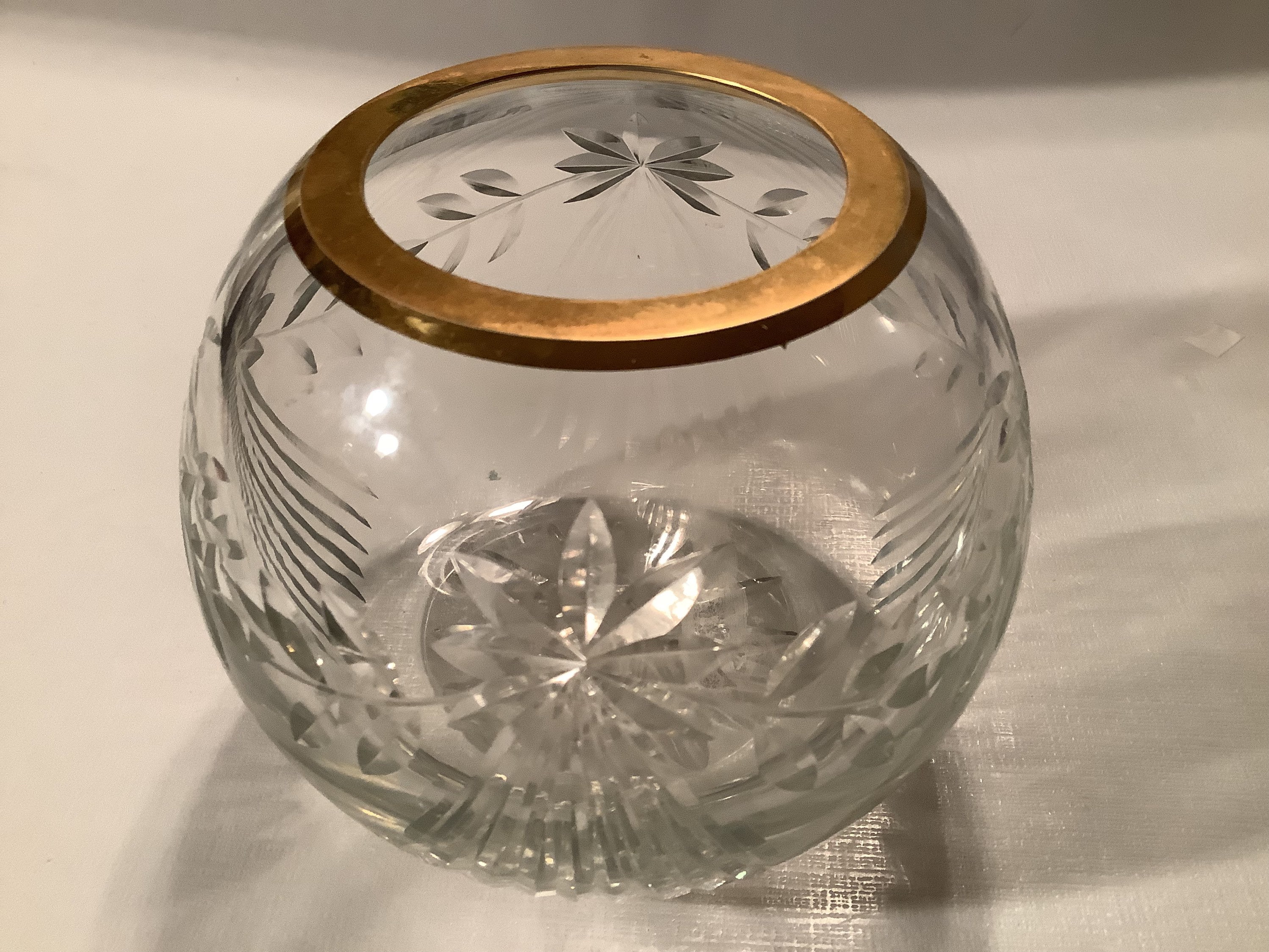 Vintage clear crystal and gold rose bowl/vase potpourri bowl. Etsy