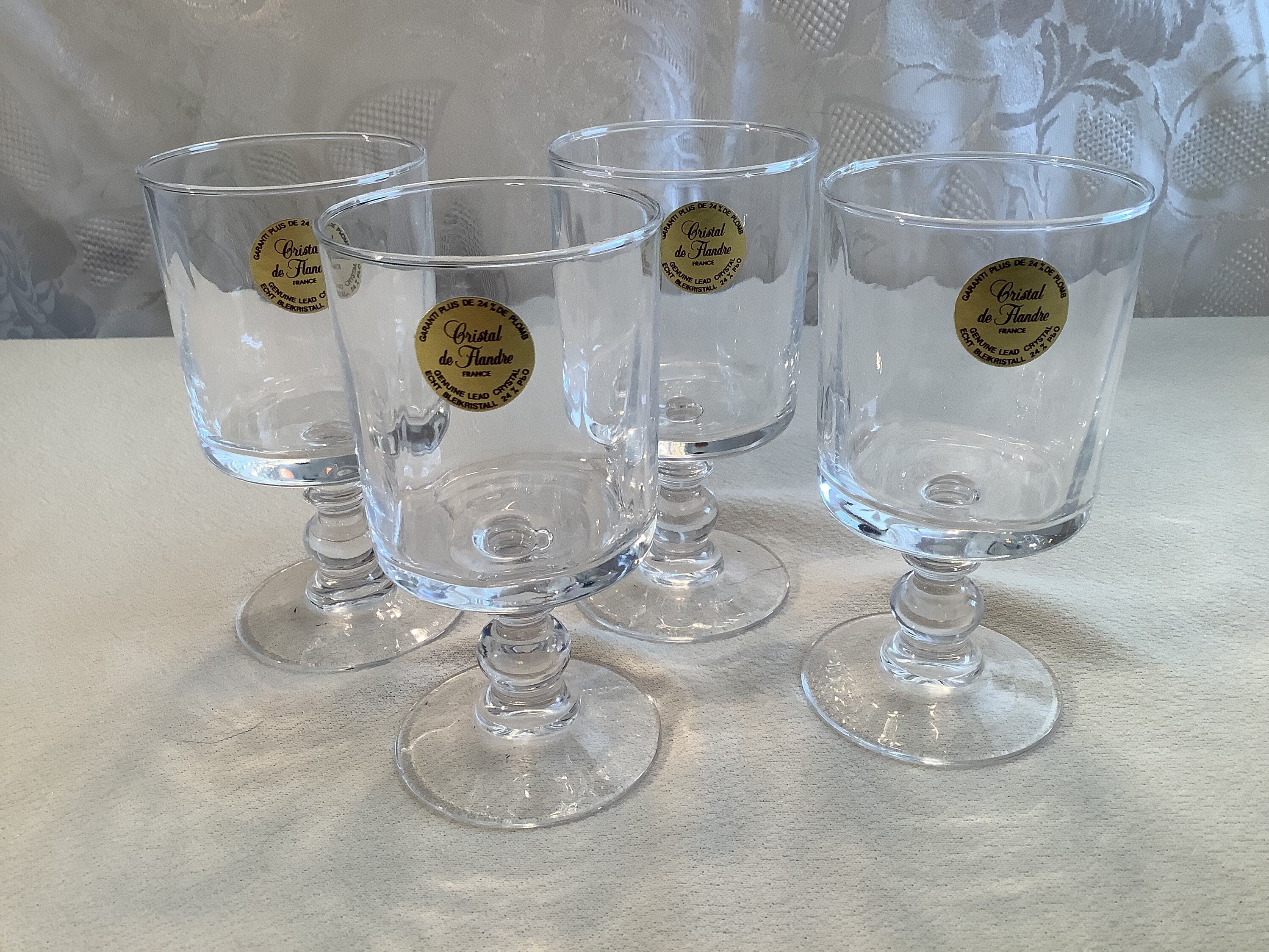 Cristal De France 24% Lead Crystal Small Wine Glasses 