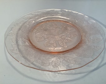 Vintage MacBeth-Evans Dogwood pink depression glass luncheon plate