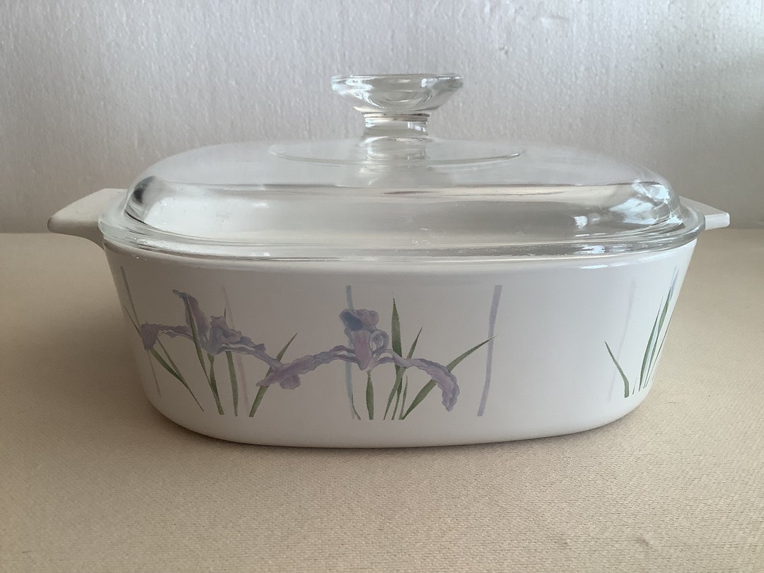 Vintage Corning Ware Iris Shadow Pattern 2 Quart Square Etsy