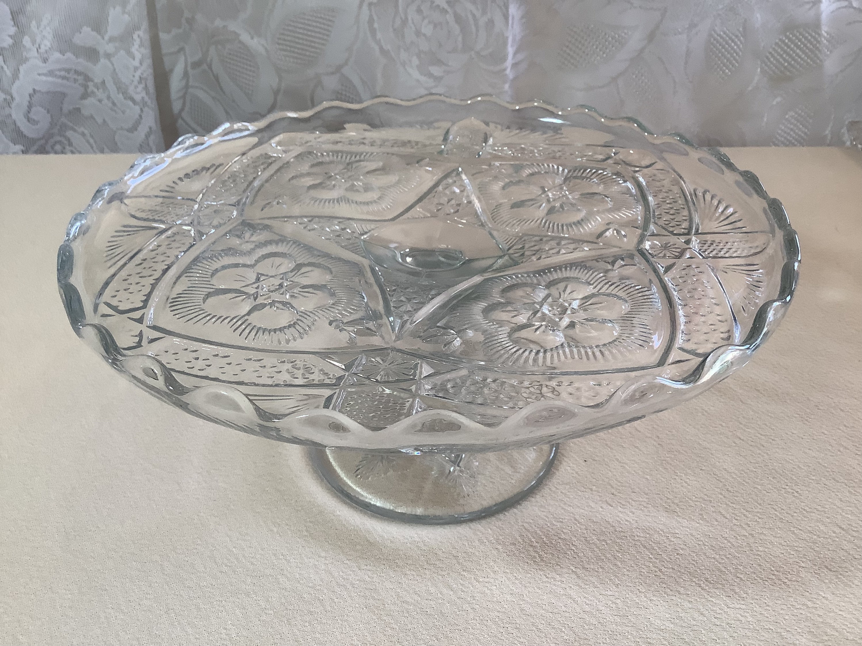 Vintage Indiana Glass Rayed Flower Pattern Clear Glass - Etsy